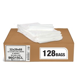 Aluf Plastics 65 Gallon Clear Trash Bags - (Huge 200 Pack) - 50" x 58" - 1.5 MIL - Heavy Duty Industrial Liners Clear Garbage Bags for Recycling, Contractors, Storage, Outdoor