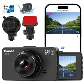 Dash Cam Front and Rear Camera, WiFi Dash Camera for Cars with 64G Card, 2.5K Car Camera Dash Cam Front +1080P Rear Dashcams with Super Night Vision, Loop Recording, G-Sensor