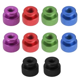 The Lord of the Tools 10PCS Knurled Thumb Nut M5x0.8mm Aluminum Alloy with Collar High Head Blind Hole Knurled Thumb Nuts 10x10x12.05mm for Computer Case