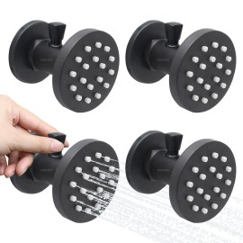 Adjustable Flow Brass Body Jets Matte Black Spa Massage Side Wall Sprayer Head 4-Piece Set for Hotels Bathrooms Boxed BrushedMaterial: Brass, Color: Matte Black