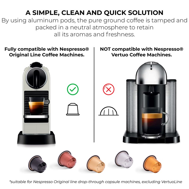 Grano Milano Ristretto 50 Aluminium Coffee Pods Compatible with Nespresso