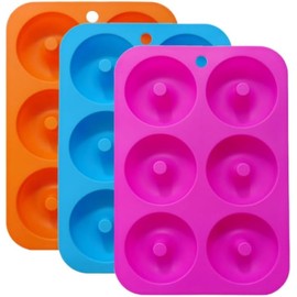 Molde de silicona para hornear rosquillas de 6 cavidades (paquete de 3)