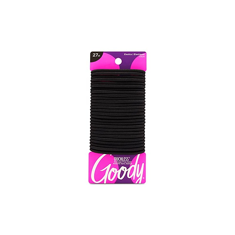 Goody Ouchless Women's Braided Elastic Thick, Black, 27 Count, 4MM