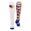 Puzzle Heart Autism Awareness OTC Socks (White/Royal, Large)
