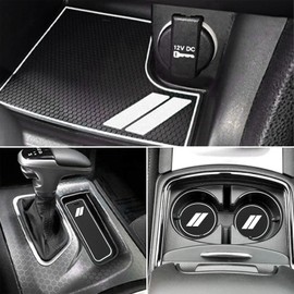 SENSHINE Anti Dust Cup Holder Insert for Dodge Charger Accessories 2015-2021 2022 2023 Non-Slip Center Console Shifter Liner Trim Premium Custom Interior Mats Pad 6Pcs Set (White Trim, Glow in Dark)