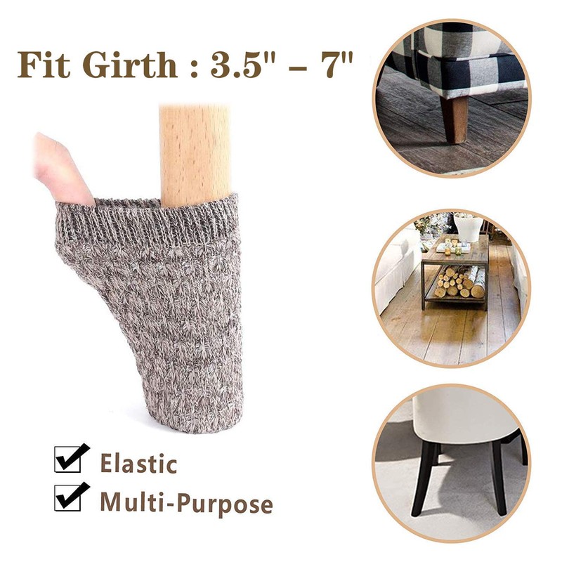 OEEKOI Chair Socks, Chair Leg Covers, Double Layer, Felt Knitting