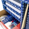Storex Supply Station, Plasticized Dry-Erase Surface, 4-Slots and 1-Drawer, Blue/Red