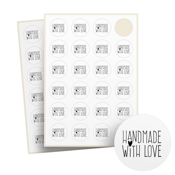 Handmade with Love Stickers, Pack of 48 on Sheet, Recycled