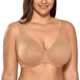 DELIMIRA Women's Minimiser Bra Plus Size Non Padded Underwired Seamless Comfort Bras Chanterelle 46E