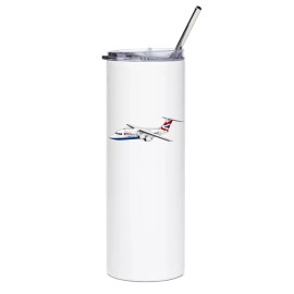 British Airways Bae 146 Stainless Steel Water Tumbler with straw - 20oz.