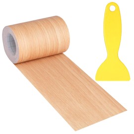 4" X33' Size Realistic Wood Grain Repair Tape, Self Adhesive Wood Grain Repair Patch for Tables, Chairs, Doors, Windows, Floors, Furniture Renovation, Handicraft DIY. With Plastic Scraper. Natural Oak