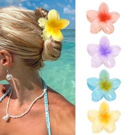 4 Colours Flower Hair Clip for Women and Girls, Non-Slip Acrylic Hair Clips with Petal Design, Flower Hair Clip, Strong Hold for Thick and Thin Hair, Elegant Hair Accessories