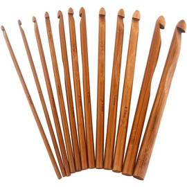12 Pieces Bamboo Wood Crochet Hooks, Bamboo Knitting Needles, Diameter 3 to 10 mm, Crochet Hooks, Handmade Knitting Needles for Weaving