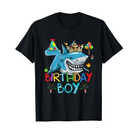 7th Birthday Shark Ocean Theme Party 7 Years Old For Boy T-Shirt