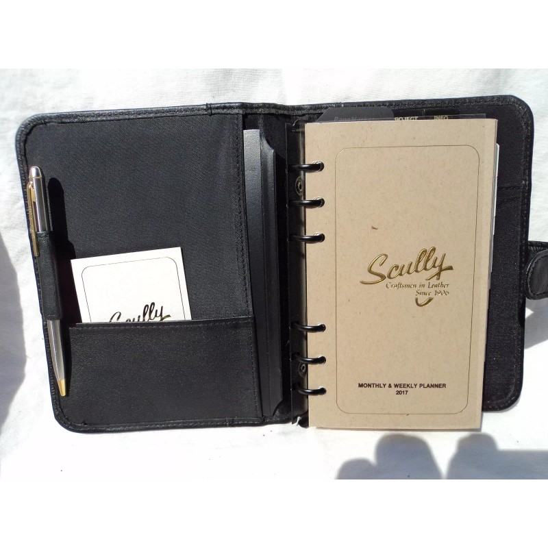 Scully Leather 1803-02 Black Leather 6-Ring Planner