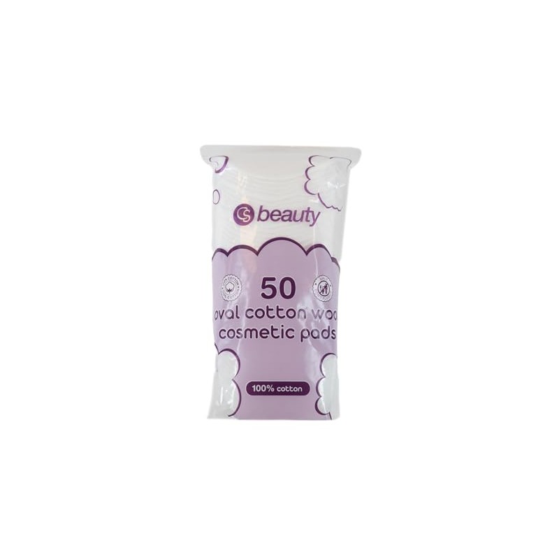 50 Oval Cotton Wool Cosmetic Pads, 100% Cotton - Face