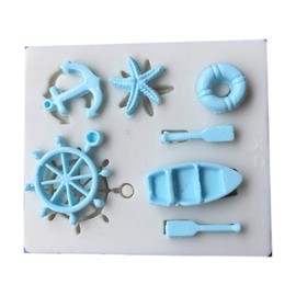 Small Sea Oar Boat Anchor Star Rudder Lifebuoy Silicone Mold Tools for Make Chocolate Hard Candie Dessert Ice Cube Candles Soap Fondant Tool
