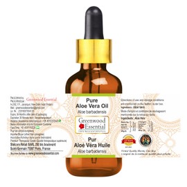 Greenwood Essential Pure Aloe Vera Oil (Aloe Barbadensis) with Glass Dropper Therapeutic Quality for Hair, Skin and Aromatherapy (Pack of Three) 100 ml x 3 (10 oz)