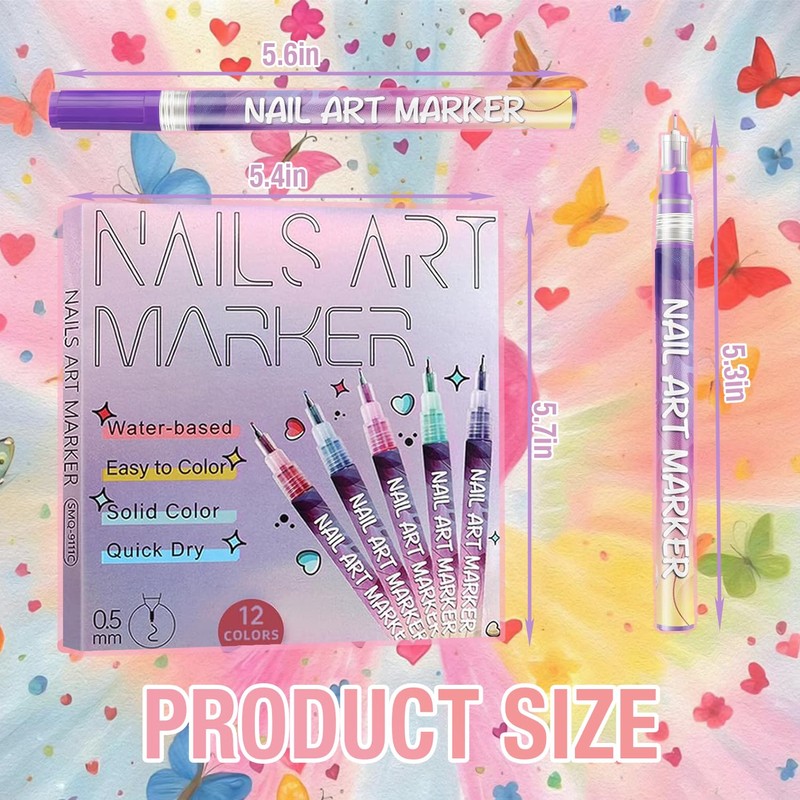 2026 New Model12 Color Nail Art Pens Set–Waterproof and Quick-Drying