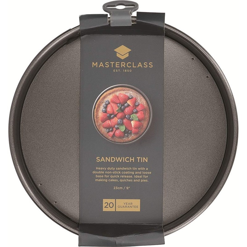 MasterClass Non-Stick Round Sandwich Tin with Loose Base, 23 cm