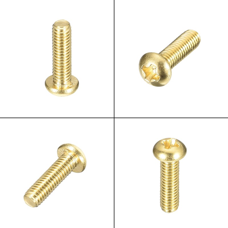 sourcing map Brass Machine Screws, M3x10mm Phillips Pan Head Fastener