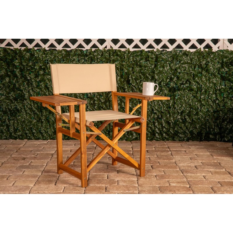 Outdoor Folding Directors Chair with Side Tables