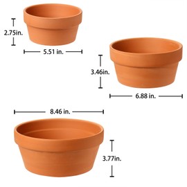 Briful Terracotta Plant Pots Flower Pot Clay Pottery Planter with Saucer and Drainage Hole Cactus Succulent Nursery Pots- Great for Plants,Crafts (Three Sizes)