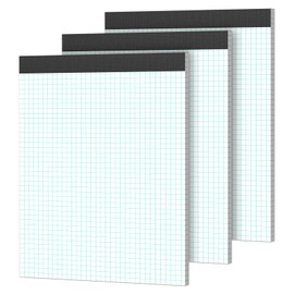 Notepad Squared A4 Notepads, Pack of 3 Graph Paper Pad Notes 21.6 x 30 cm Graphic Pads Writing Pad 4 x 4 Checked 70 g/m² Grid Paper Notepad for School Paper Office - 30 Sheets/Pad