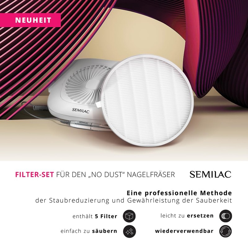 Set of Filters for Semilac Nail Drill with Dust Extraction