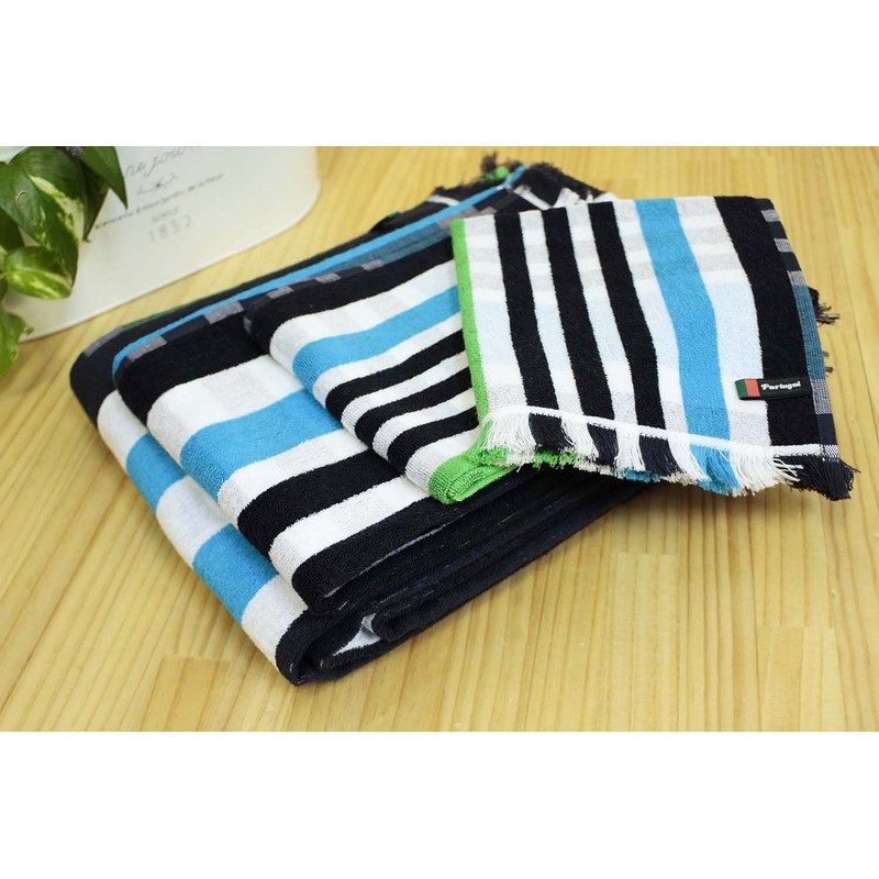 Bath Towel Porto White & Check Blue 60x120cm BE700301 Made