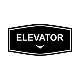 Fancy Elevator Down Arrow Sign (Black) - Small
