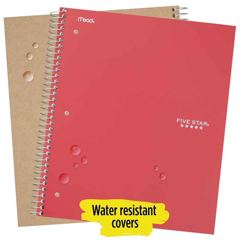 Five Star Spiral Notebooks, 5 Subject, College Ruled Paper, 200