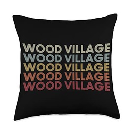 Wood Village Oregon Wood Village OR Retro Vintage Text Throw Pillow