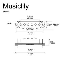 Artec SSA-12R Vintage Style Staggered Alnico 5 Reverse Wound Single Coil Middle Pickup 6.5K for Strat Style Electric Guitar, Cream