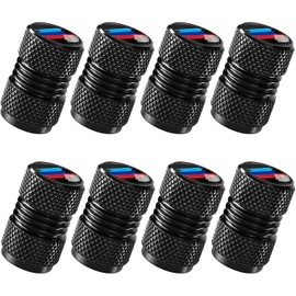 8 Tapones de válvula de Coche Resistentes de Aluminio con Junta para presión de neumáticos Estable, Accesorios Decorativos universales para Coches, SUV, Motocicletas, Bicicletas y Camiones (Negro)