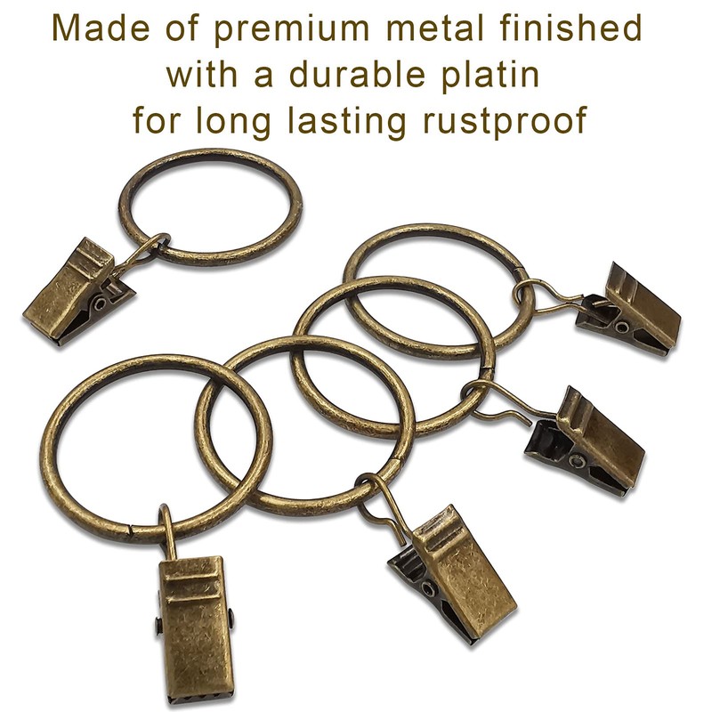 LLPJS 100 Pack Curtain Rings with Clips, Curtain Clip Rings