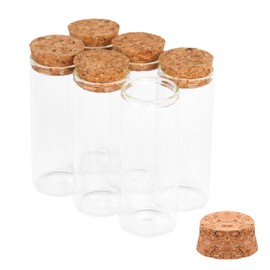 6PCS 40ml Glass Test Tubes with Cork Stoppers, 30 x 80mm Liquid Sample Vial, Clear Flat Test Tubes for Bath Salt, Candy Storage, Scientific Experiments, Party Decoration and Plant Propagation