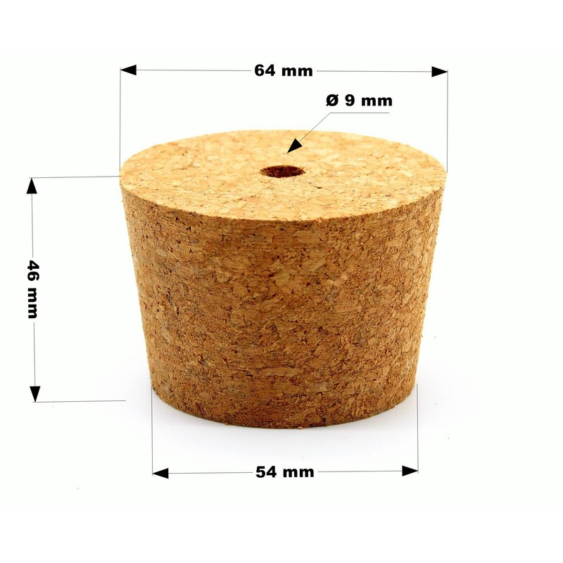 BORED CORK BUNG 64/54mm + AIRLOCK - Bubbler, Bung with