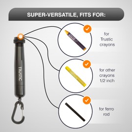 Trustic - Lumber Keel Crayon Holder for 1/2" Round or Hexagonal Crayons, Industrial Heavy Duty Construction Carpenter Metal Holder (Black)