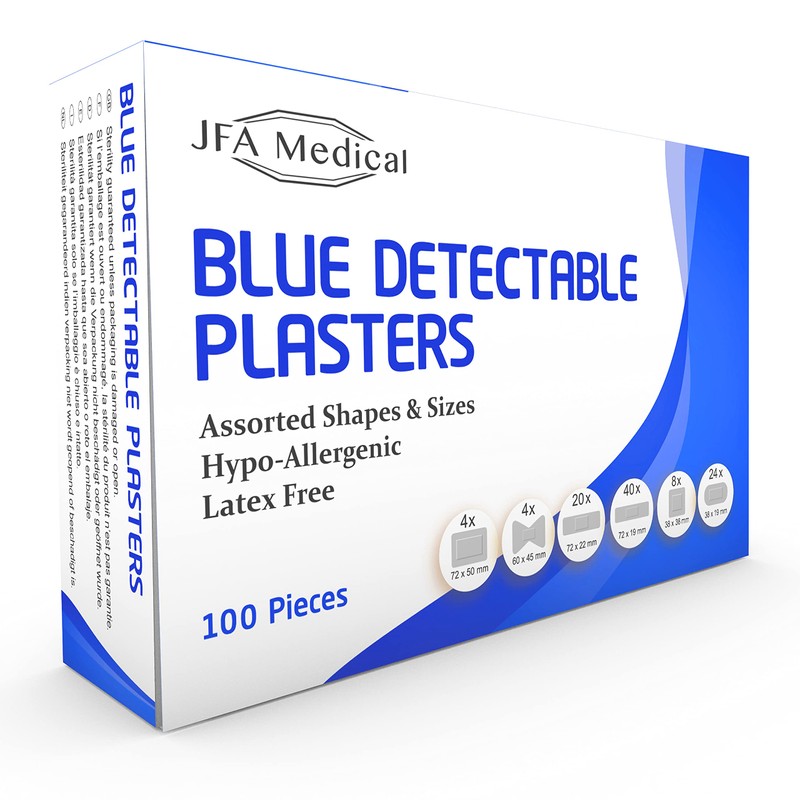 JFA Medical Blue Assorted Plasters (6 sizes) 100 Plasters per
