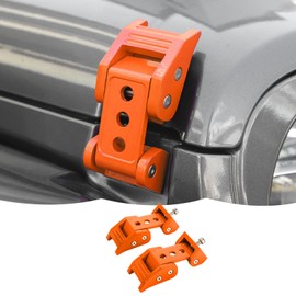 Hood Latches Hood Lock Catch Latches Kit Aluminum Alloy Stainless Steel for Jeep Wrangler JK JKU JL JLU & Gladiator JT 2007-2024,Orange