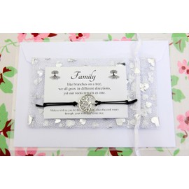Lucor Family Tree Gifts,Family Like Branches On a Tree,Tree Of Life Wish String Bracelet,Family Inspirational Motivational Gift,Christmas Birthday Gift(Black)