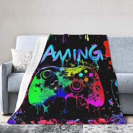 Gamer - Manta para juegos de 320 g/m², esponjosa, suave, cálida, decorativa, para niños, niñas, mujeres, hombres, mantas de bebé para cama, sofá, silla, sofá (juegos, 50 x 40 pulgadas)