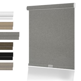 HOTSOON Blackout Roller Shades for Windows, Cordless, Linen Fabric, Roller Blinds, Thermal Insulated Fabric UV Protection, Roll Up Blinds for Home, Office, Grey, 22" W x 72" H