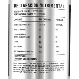 Black Creatina + Glutamina 1 Kg 50 Servicios Sin Sabor