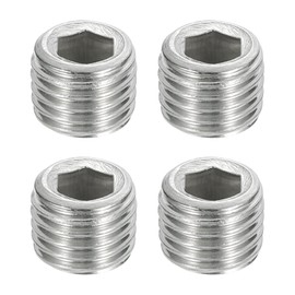 sourcing map 4Pcs Male Thread Socket Pipe Plugs, M12-1.5x10mm Stainless Steel Internal Hex Thread Pipe Caps for Pipe Fitting and Sealing, Silver