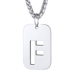 FindChic Men's Dog Tag Necklace Initial Pendant Silver Necklace Letters