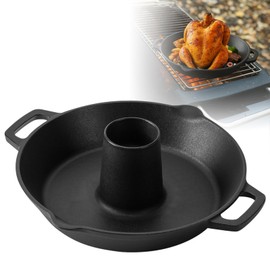 Universal Cast Iron Chicken Roaster, Pre-Seasoned Poultry Roaster with Drip Pan – Vertical Roaster Stand Grilling Accessories Rack for 22" Kettle Grills/Oven/Smoker