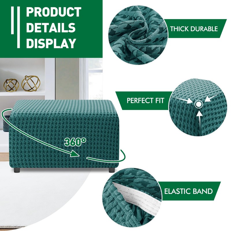 MAXIJIN Stretch Ottoman Cover Rectangular Ottoman Slipcovers for Footstool with