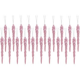 Christmas Concepts® 12 cm Glitter Icicle Decorations - Luxury Christmas Tree Decorations (Baby Pink, Pack of 20)